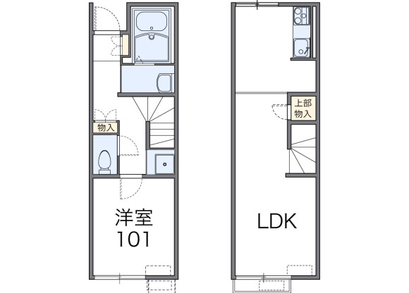 1LDK Apartment to Rent in Ishioka-shi Floorplan