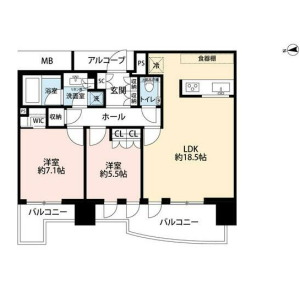 2LDK {building type} in Minatomirai - Yokohama-shi Nishi-ku Floorplan