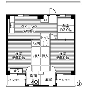 3DK Mansion in Kobikimachi - Hachioji-shi Floorplan