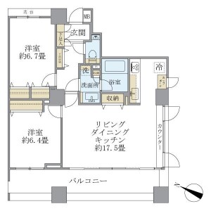 2LDK Mansion in Wakamatsucho - Shinjuku-ku Floorplan