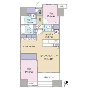 2LDK Mansion in Kachidoki - Chuo-ku Floorplan