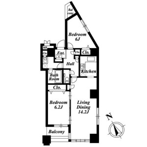 2LDK Mansion in Higashigotanda - Shinagawa-ku Floorplan