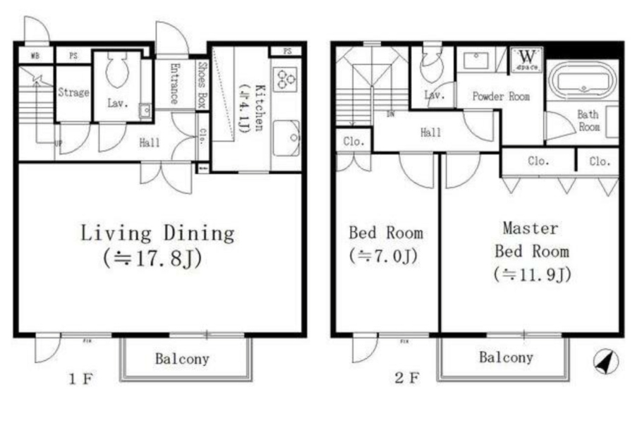 2LDK Apartment to Rent in Shibuya-ku Floorplan