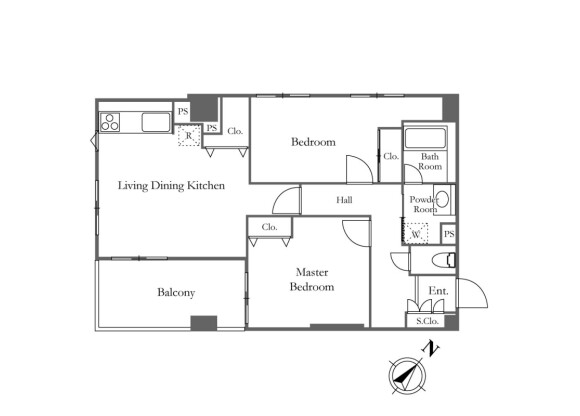 2LDK Apartment to Rent in Shinagawa-ku Floorplan