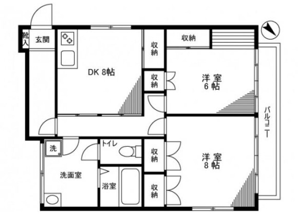 2LDK Apartment to Rent in Koshigaya-shi Floorplan