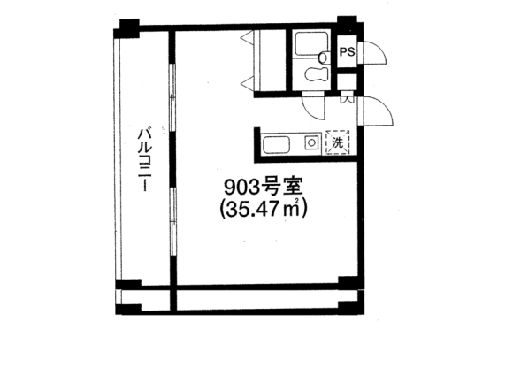 1R Apartment to Rent in Chiba-shi Chuo-ku Floorplan