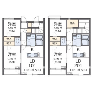 2LDK Apartment in Iwado minami - Komae-shi Floorplan