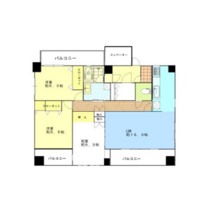 3LDK Mansion in Hinodecho - Yokohama-shi Naka-ku Floorplan