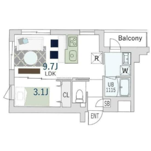 1LDK Mansion in Kakinokizaka - Meguro-ku Floorplan
