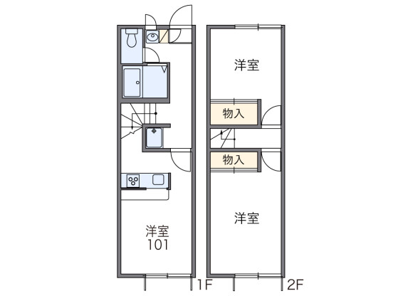 2DK Apartment to Rent in Fuefuki-shi Floorplan