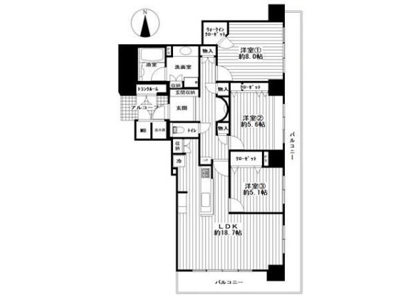3LDK Apartment to Buy in Osaka-shi Nishi-ku Floorplan