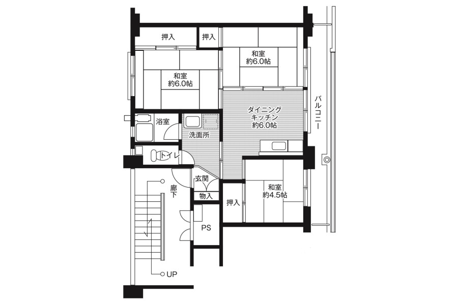 3DK Apartment to Rent in Mihara-shi Floorplan