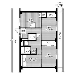 3DK Mansion in Kamezaki takanecho - Handa-shi Floorplan