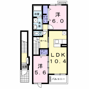 2LDK Apartment in Tomuro - Atsugi-shi Floorplan