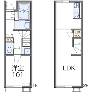 1LDK Apartment in Akada - Toyama-shi Floorplan