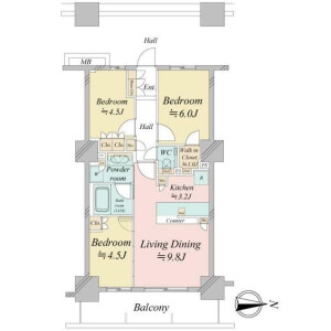 3LDK Mansion in Higashishinagawa - Shinagawa-ku Floorplan