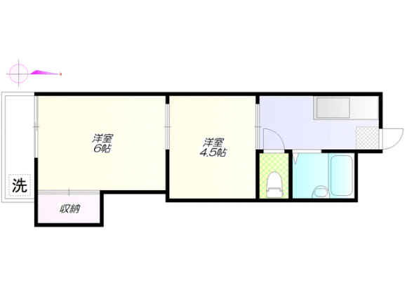 2K Apartment to Rent in Shinjuku-ku Floorplan