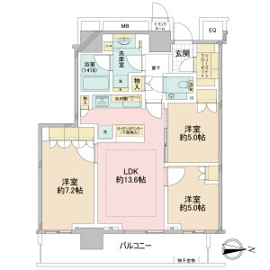 3LDK {building type} in Harumi - Chuo-ku Floorplan