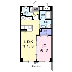 1LDK Mansion in Uehara - Nakagami-gun Nishihara-cho Floorplan