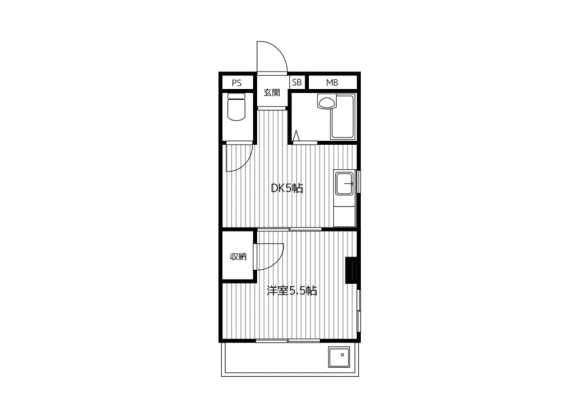 1DK Apartment to Rent in Yokohama-shi Minami-ku Floorplan