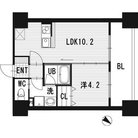 1LDK Mansion in Hakataeki mae - Fukuoka-shi Hakata-ku Floorplan