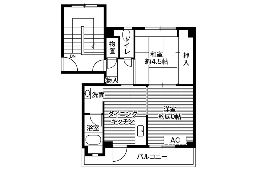 2DK Apartment to Rent in Kuji-shi Floorplan