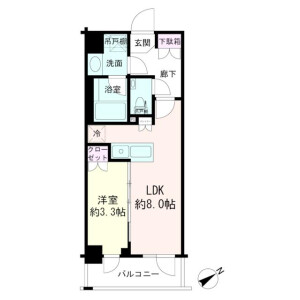 1LDK Mansion in Nakaochiai - Shinjuku-ku Floorplan