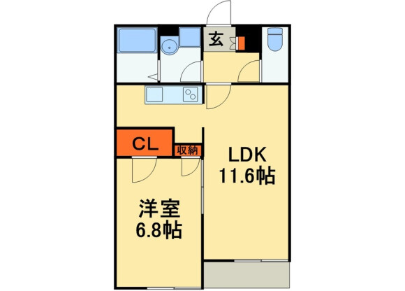 1LDK Apartment to Rent in Kashiwa-shi Floorplan