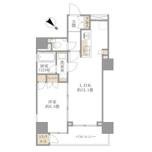 1LDK Mansion in Tsukiji - Chuo-ku Floorplan