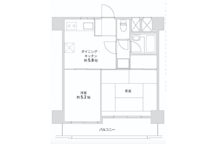 2DK Apartment to Buy in Shinjuku-ku Floorplan