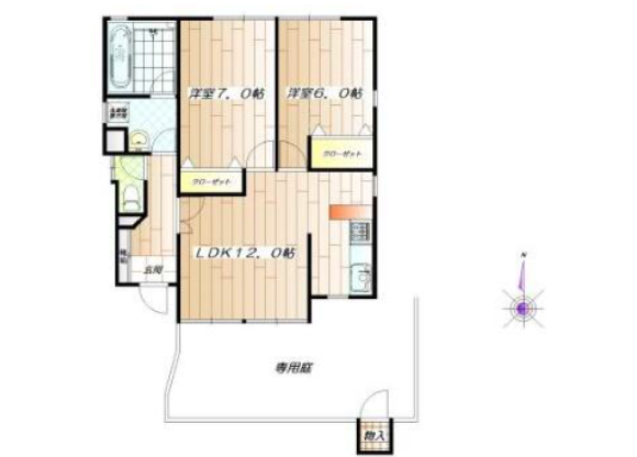 2LDK Town house to Rent in Suginami-ku Floorplan