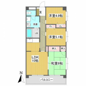 3LDK Mansion in Kurihara - Niiza-shi Floorplan