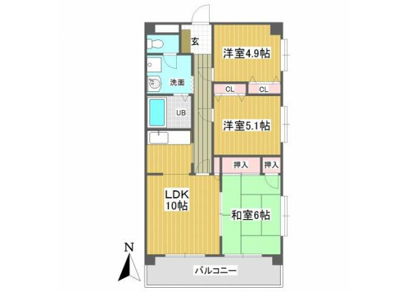 3LDK Apartment to Rent in Niiza-shi Floorplan