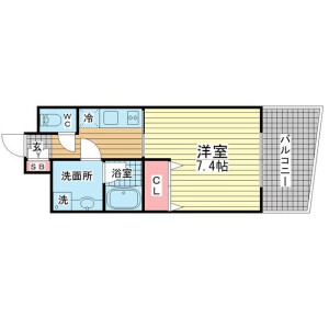 1K Mansion in Motomachidori - Kobe-shi Chuo-ku Floorplan