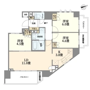 3LDK Mansion in Ukima - Kita-ku Floorplan