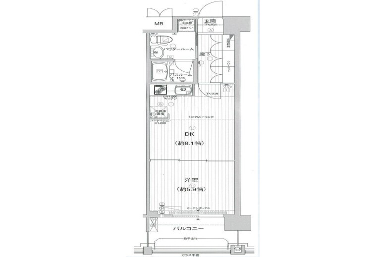 1DK Apartment to Buy in Osaka-shi Naniwa-ku Floorplan