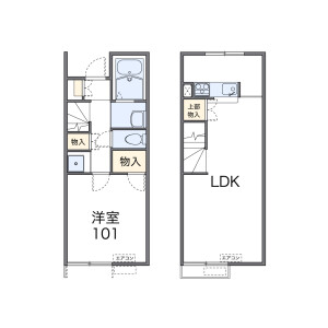 1LDK Apartment in Okamoto - Setagaya-ku Floorplan