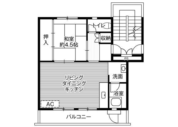 1LDK Apartment to Rent in Tochigi-shi Floorplan