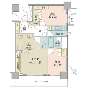 2LDK Mansion in Tsukiji - Chuo-ku Floorplan