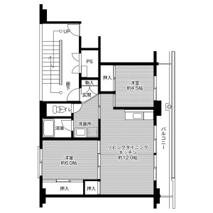 2LDK Mansion in Jonammachi mainohara - Kumamoto-shi Minami-ku Floorplan