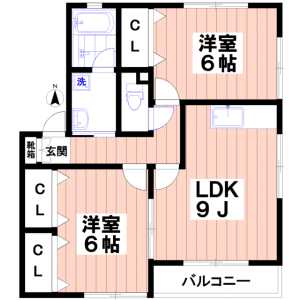 2LDK Apartment in Nakamachi - Setagaya-ku Floorplan