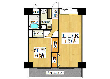 1LDK Apartment to Rent in Osaka-shi Fukushima-ku Floorplan