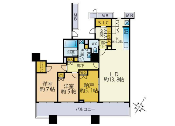 3LDK Apartment to Rent in Koto-ku Floorplan