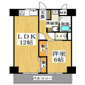 1LDK Mansion in Yoshino - Osaka-shi Fukushima-ku Floorplan