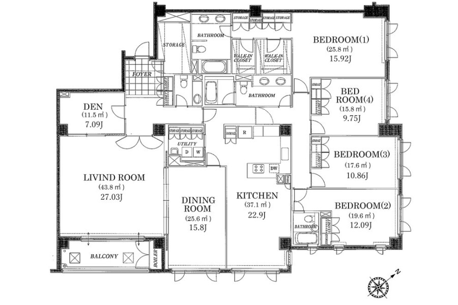 4SLDK Apartment to Rent in Shibuya-ku Floorplan