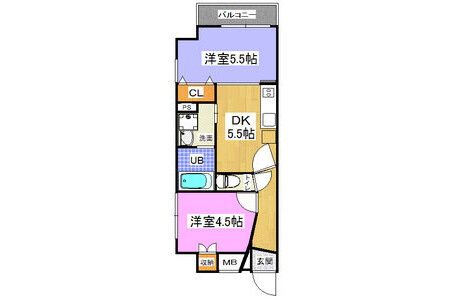 2DK Apartment to Rent in Osaka-shi Kita-ku Floorplan