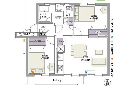 2LDK Apartment to Buy in Yokohama-shi Kanagawa-ku Floorplan
