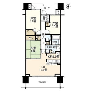3LDK Mansion in Tsutsujigaoka - Yokohama-shi Aoba-ku Floorplan