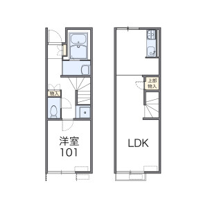 1LDK Apartment in Yamakawamachi - Kurume-shi Floorplan