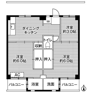 3DK Mansion in Tebiro - Kamakura-shi Floorplan